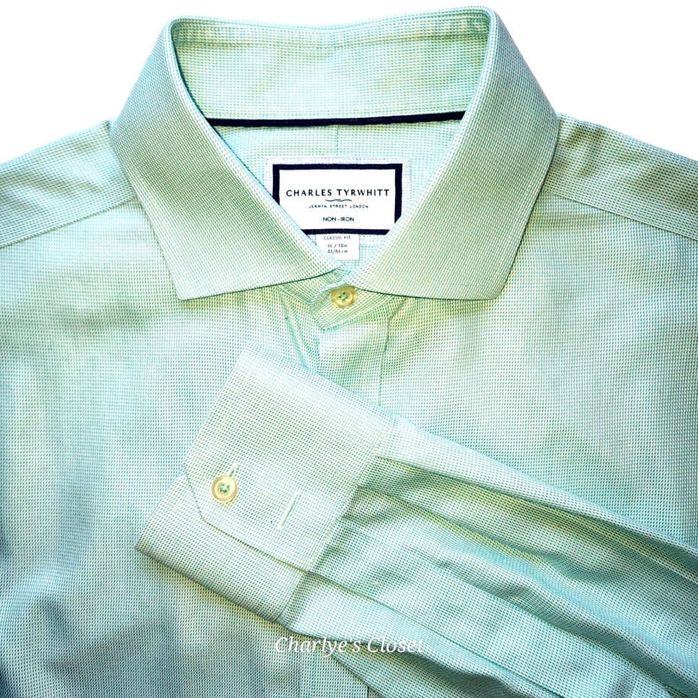 Charles Tyrwhitt Classic Fit 16/34 Burlington Weave Non-Iron Cotton Dress Shirt